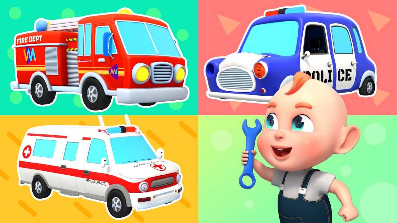 Let's Repair Fire Truck, Police Car, Ambulance Song 🚒🚓 | Police Cartoon | Nursery Rhymes & Kids Song