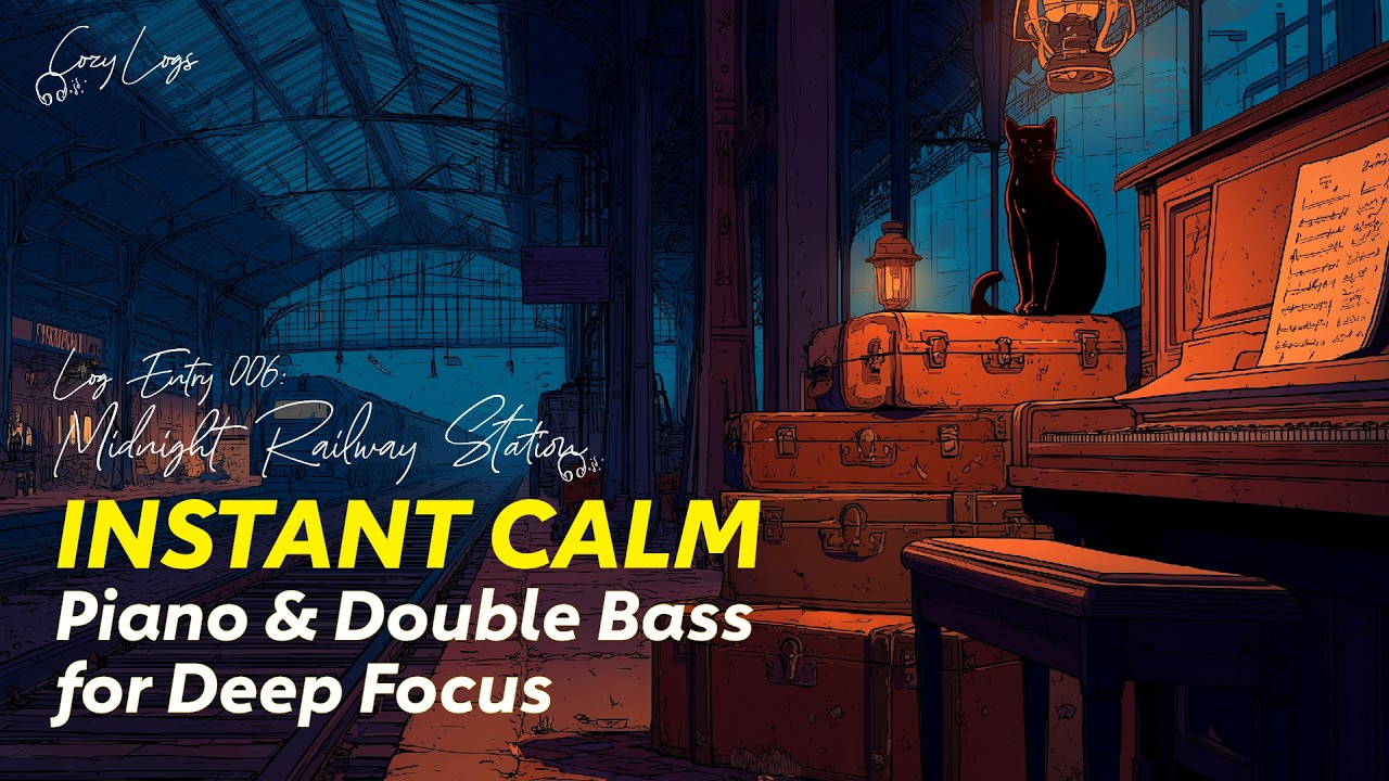 Instant Calm & Quiet 🚂 LOG ENTRY 006 The Last Train? | Piano & Double Bass   Deep Focus, Study