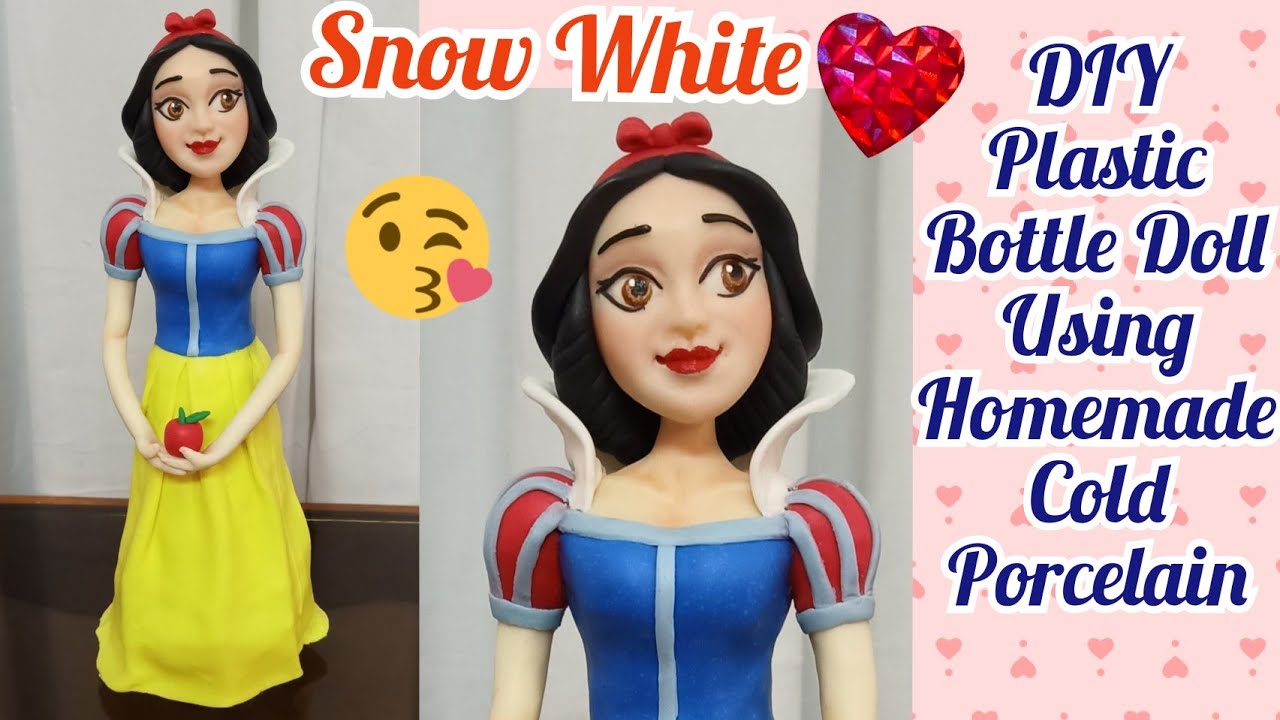 DIY Snow White Sculpture Using Plastic Bottle And Clay #PlasticBottleDoll #DIY3DClayDoll #ClayDoll