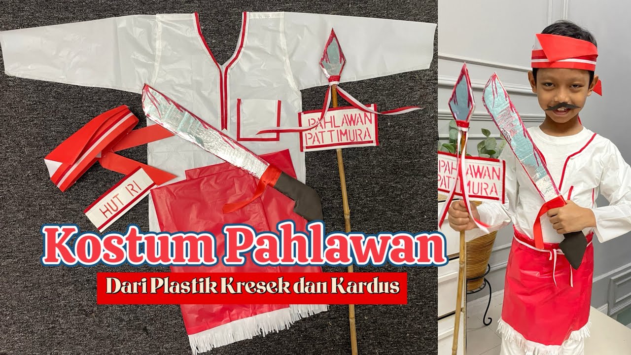 Tutorial kostum pahlawan dari kresek | tutorial kostum karnaval dari plastik kresek