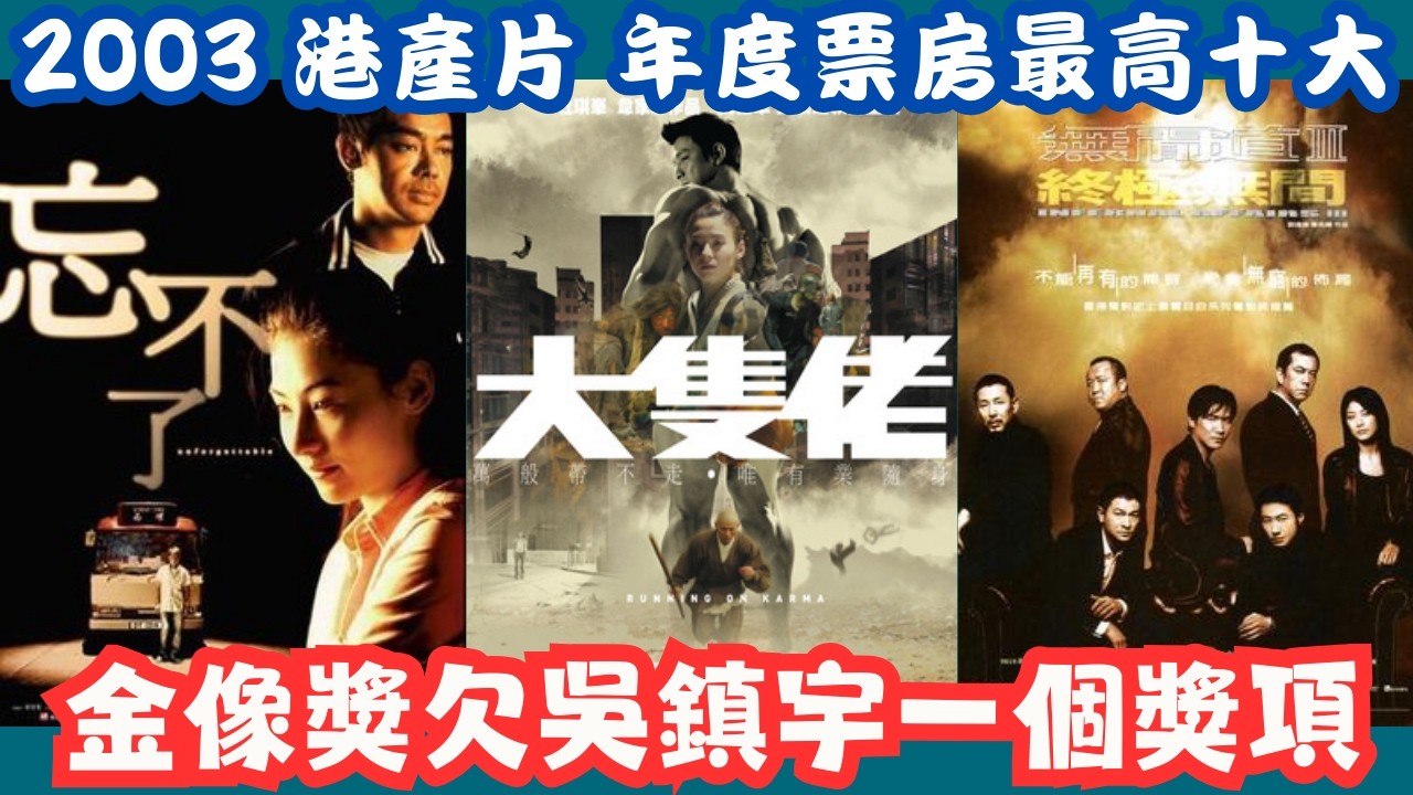 【2003年港產片年度票房最高十大～金像獎欠吳鎮宇一個獎項～劉德華張柏芝大熱奪冠】#金像獎#劉德華#張柏#梁家輝#何超儀#最佳男主角#最佳女主角#最佳電影#外賣仔#電影#movie#外賣仔的時光機