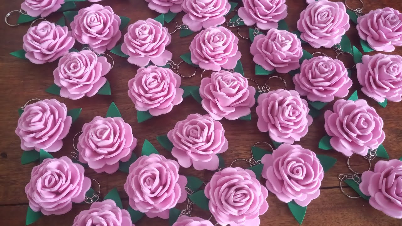 Chaveiro de flor em EVA - Passo a Passo, super rápido e fácil de fazer