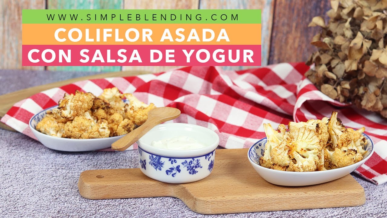 COLIFLOR ASADA CON SALSA DE YOGUR EN AIRFRYER | Ramitos de coliflor en freidora de aire