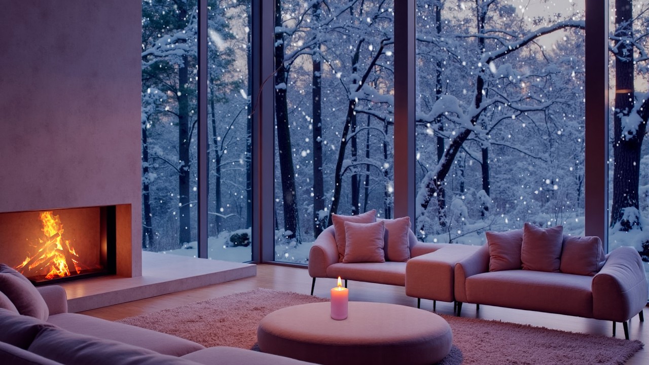 Snowstorm Howls Outside a Silent Winter Cabin ❄️🌬️ | Cozy Fireplace Ambience and Deep Night Rest