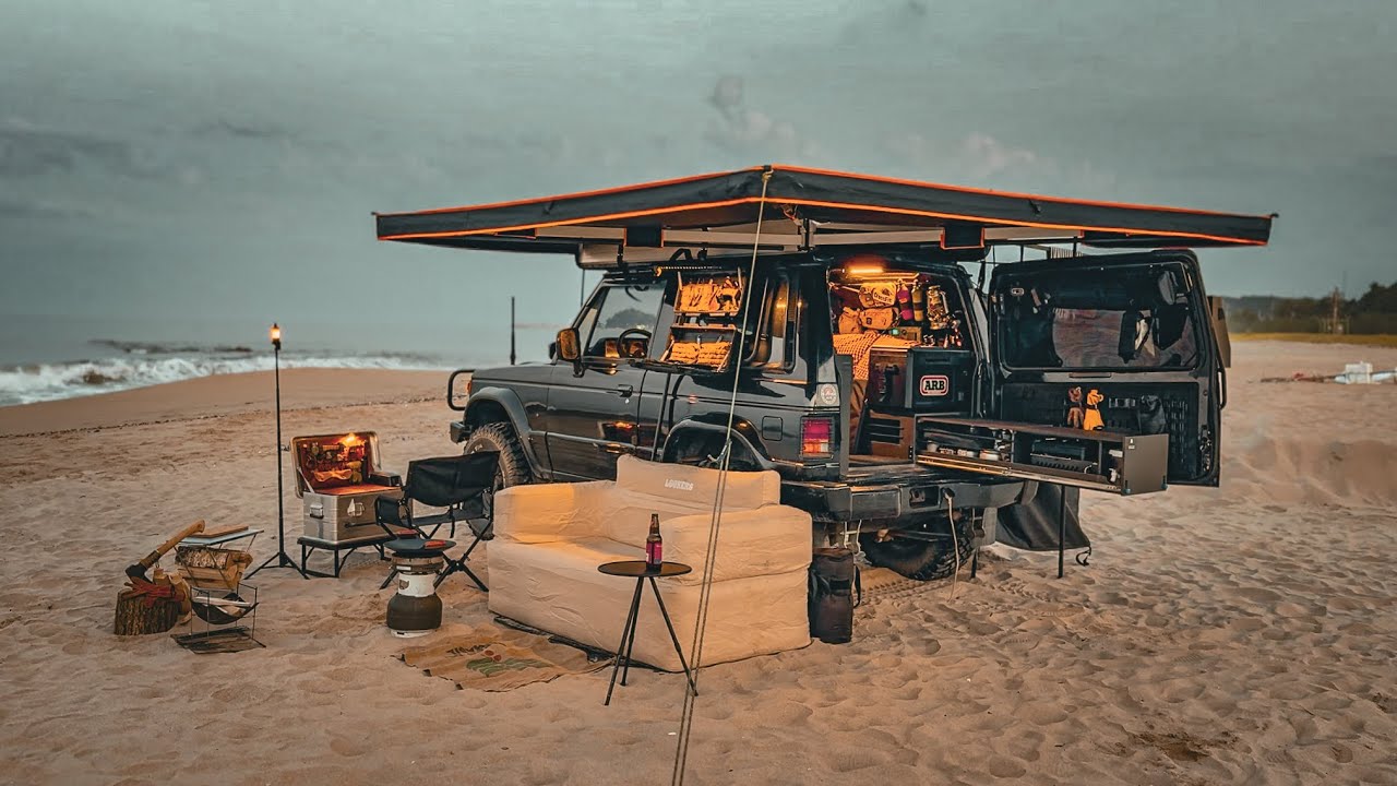 Эксклюзивная привилегия для внедорожников! Кемпинг прямо на пляже! CAMPINGASMR [4K]