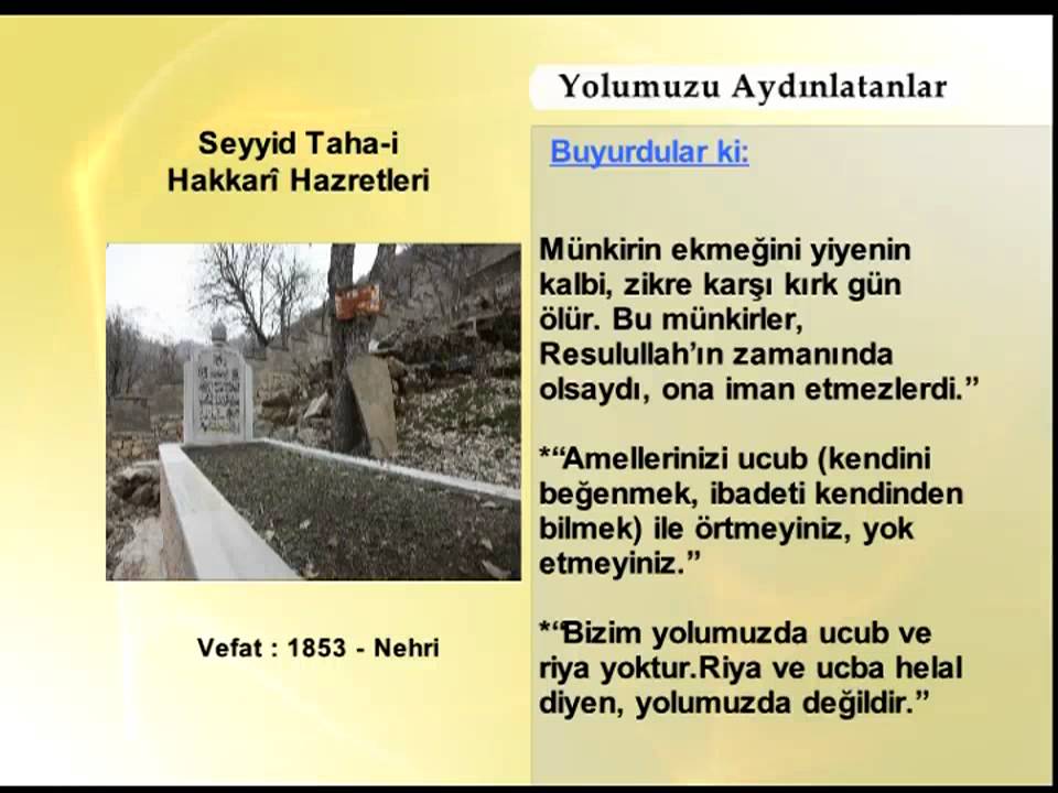 SEYYID TAHAYI HAKKARI HAZRETLERİ (YOLUMUZU AYDINLATANLAR)