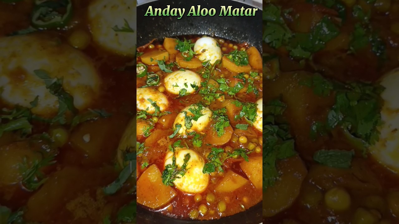 Anday Aloo Matar🧡 #shorts #cooking #food #recipe #desi #trending #cookwithaasmarizwan