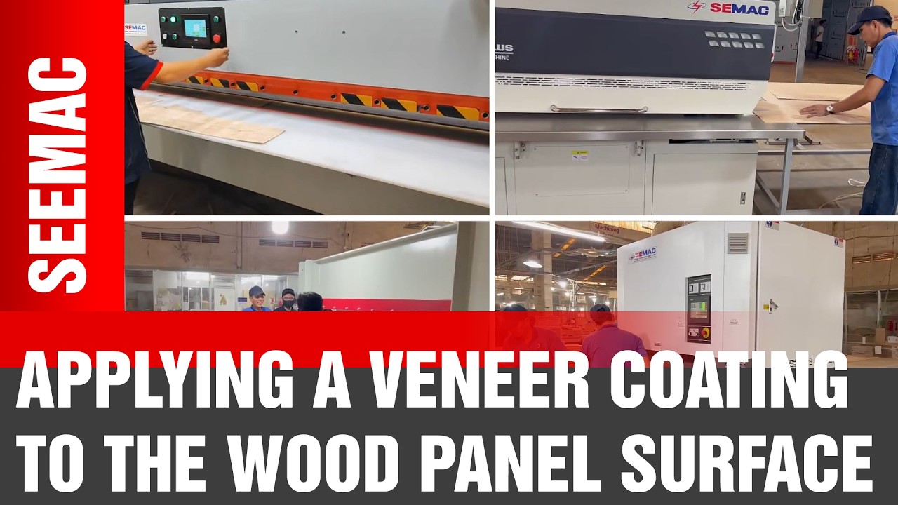 Applying veneer to the surface of engineered wood panels | SEMAC Machine