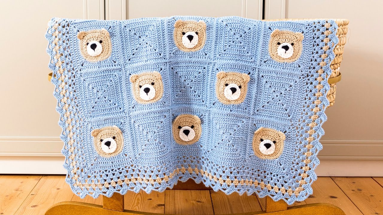 Вязаное крючком детское одеяло Easy Bear (часть 2 пошагового руководства 