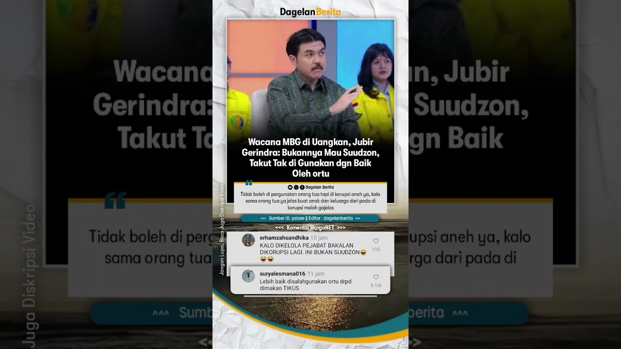 Wacana MBG di Uangkan, Jubir Gerindra: Bukannya Mau Suudzon, Takut Tak di Gunakan dgn Baik Oleh ortu