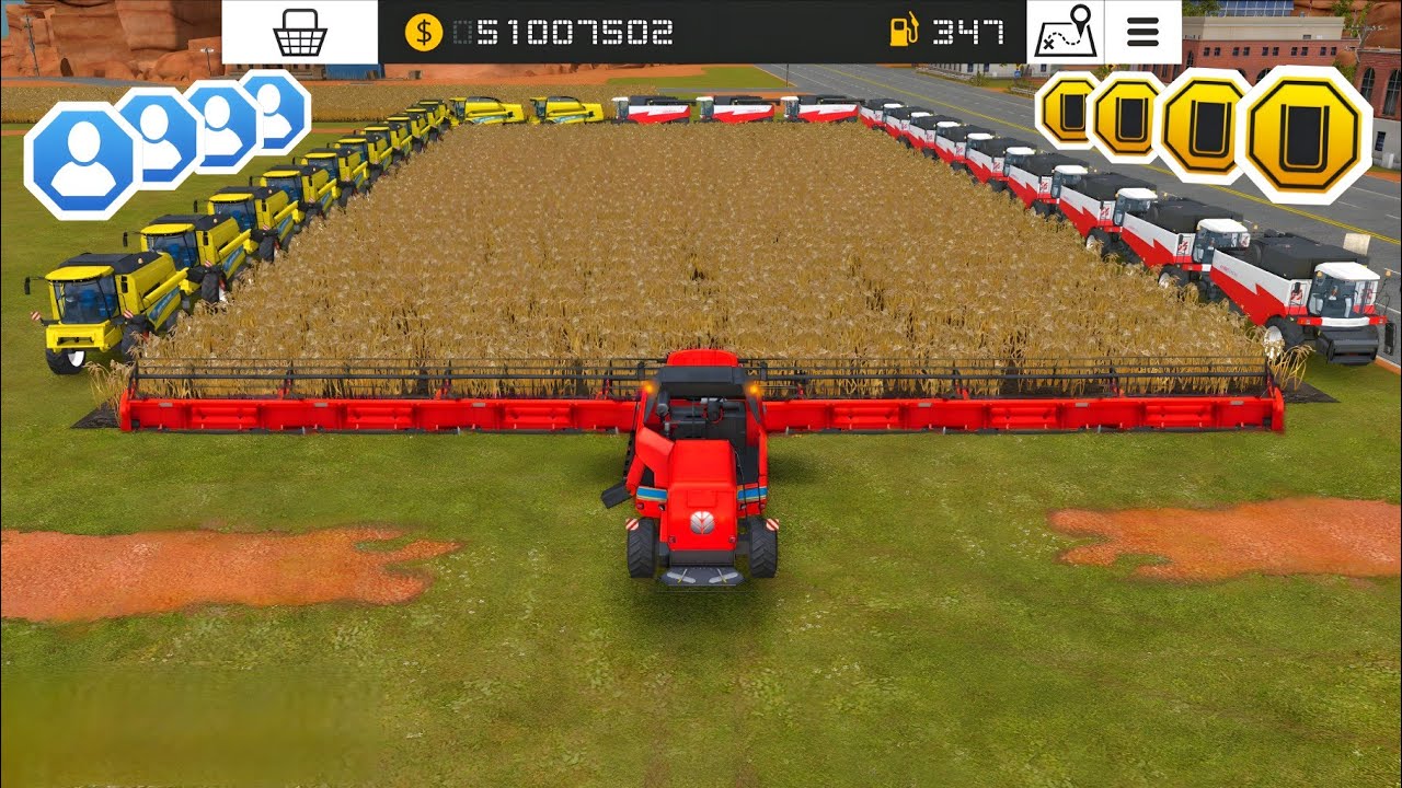 В FS 18 самая масштабная уборка урожая с помощью множества цепей Harvestar! Геймплей многопользов...