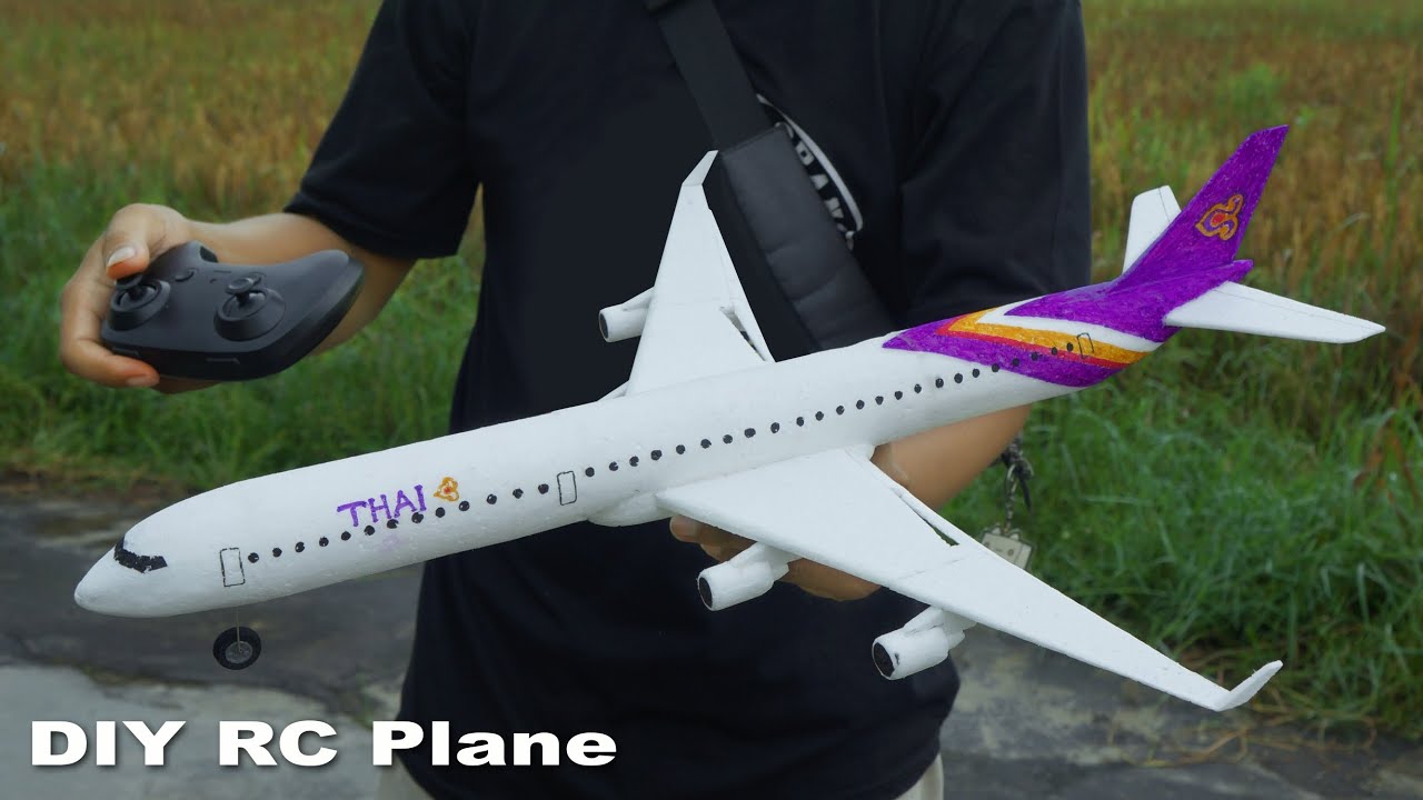 How I made a simple RC plane Full Airbus A340 Thai airways from Thermocol