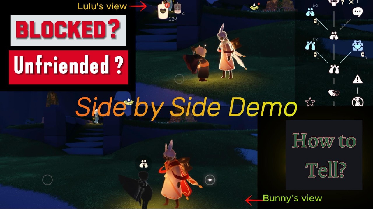 Sky COTL What Happens When You Are Blocked or Unfriended? Side by Side Demo 2026 Update
