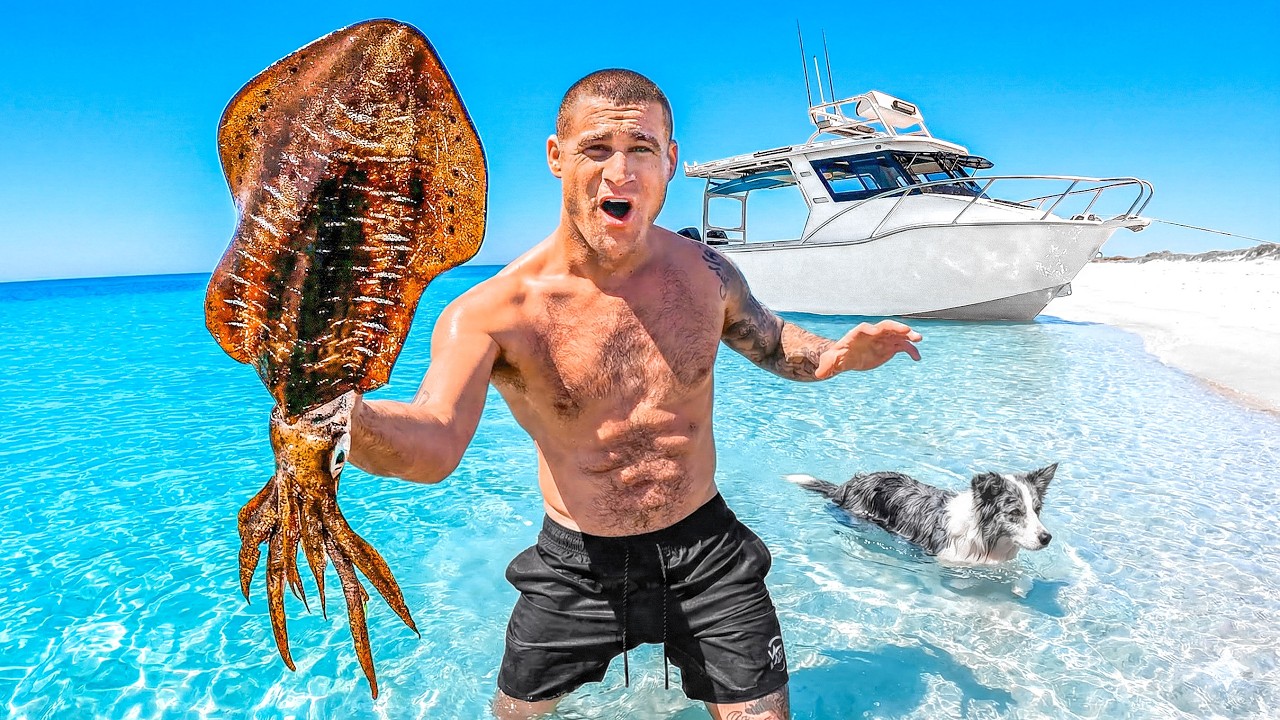 4 Days Boat Camping & Catching My Own Food (CRAZY Squid Cook)
