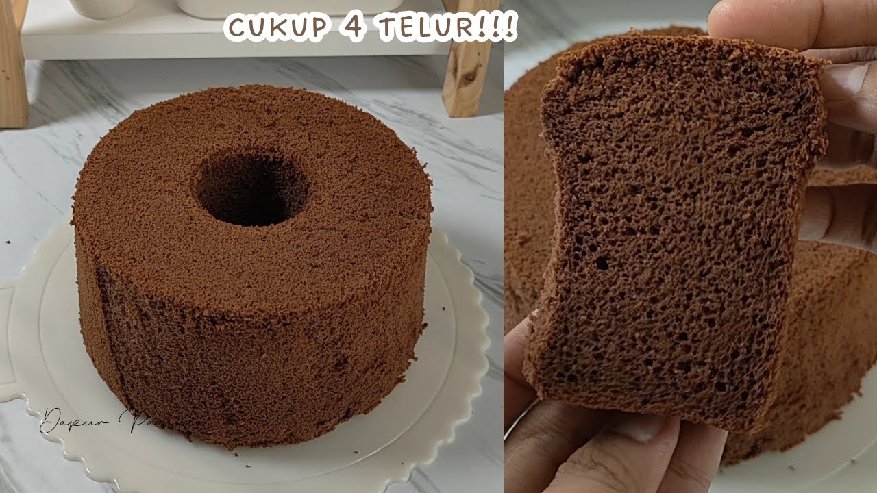 CUKUP 4 TELUR ‼️ CHIFFON CAKE CHOCOLAT!! SUPER NYOKLAT DAN SUPER LEMBUT!! Chiffon cake ekonomis
