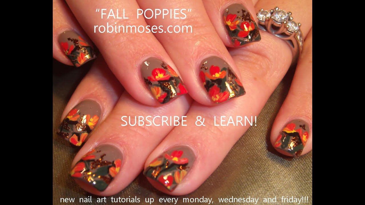 DIY Fall Nails | Poppy Nail Art design Tutorial