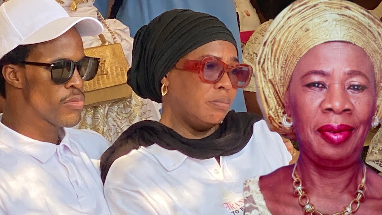 SEE HOW FATHIA BALOGUN STARTED CRYING AT HER MOM WAKE KEEPING WHILE HER SON HOLD HER