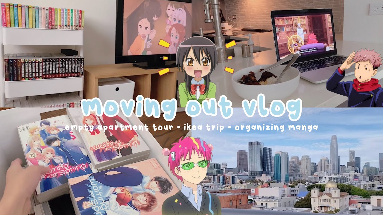 moving out, organizing my manga collection, empty apartment tour, ikea trip, anime | vlog