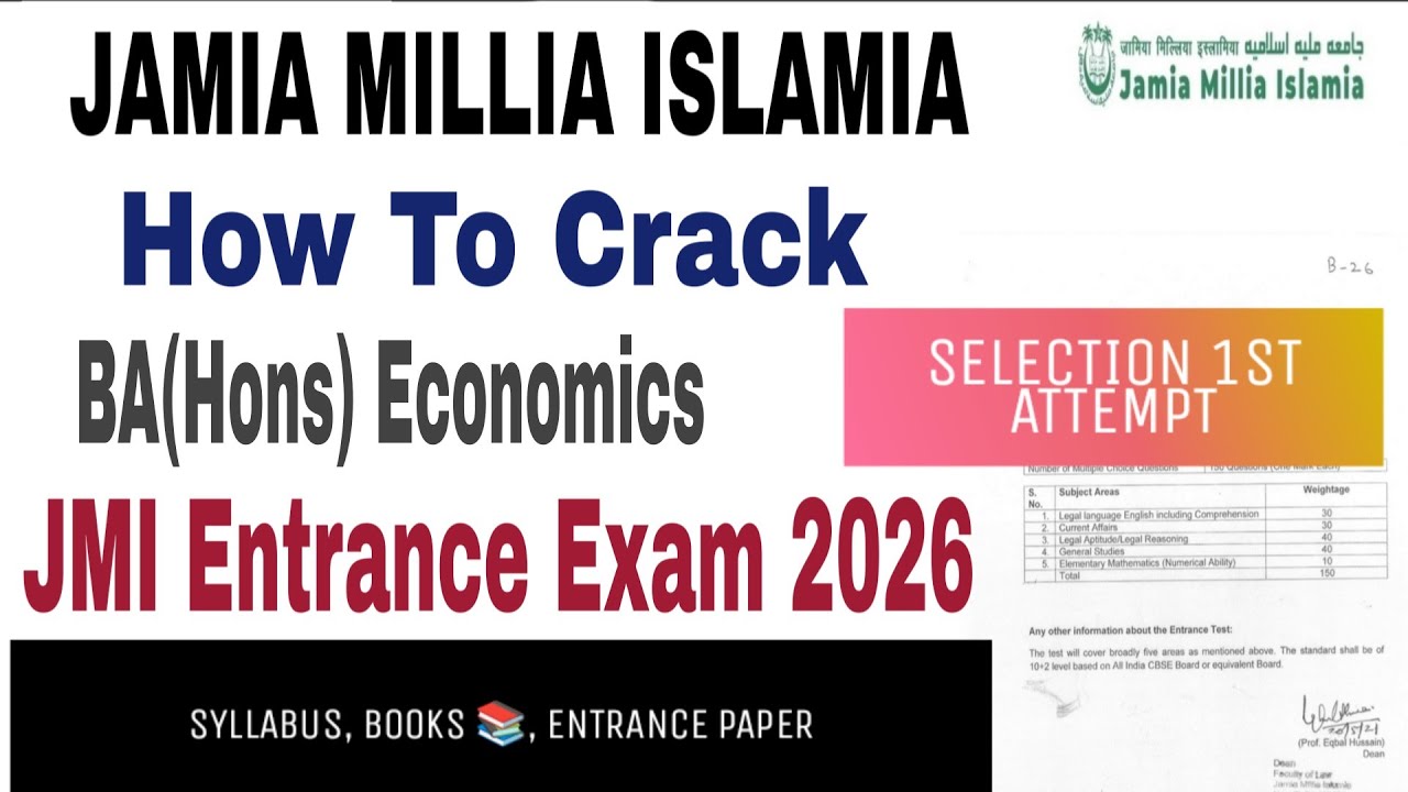 How to crack jamia millia islamia BA(Hons) Economics Entrance Exam 2026-27, Syllabus, books, paper
