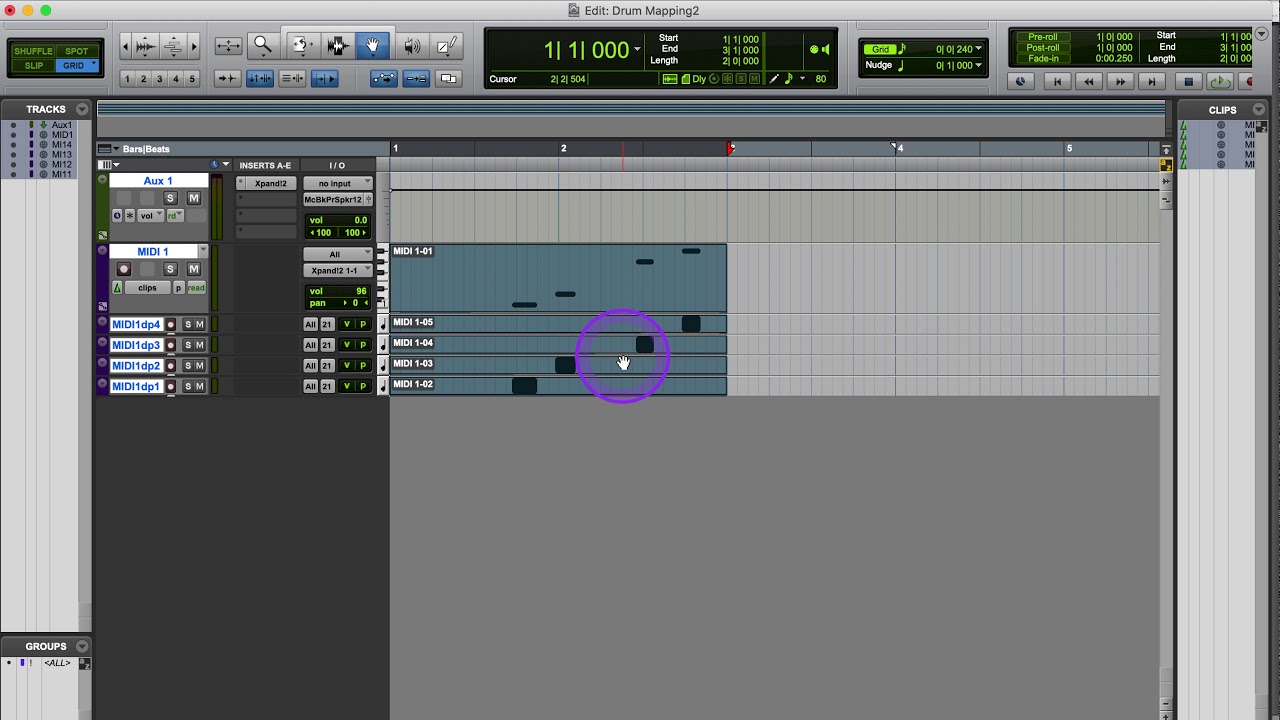 Pro Tools Basic Drum Matrix