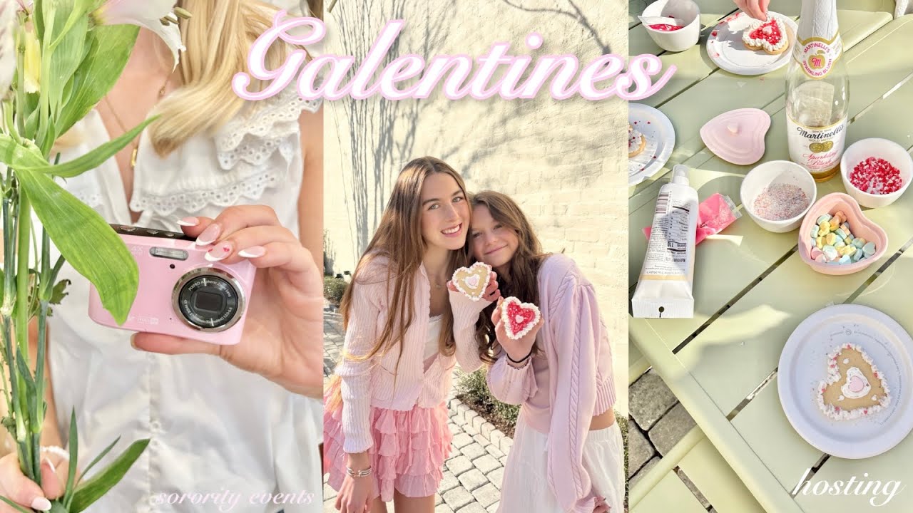 The ultimate GALENTINES vlog 🧁🌸💌(hosting, sorority events, Loveshackfancy & Roller Rabbit) ♡