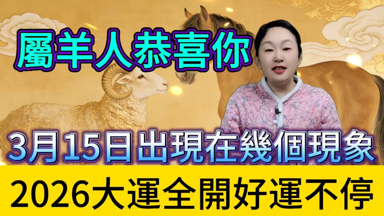 喜報！屬羊人 3 月 15 日，只要出現這幾個現象，馬年大運全開，好運不停歇！#財富 #補財庫旺財氣 #運勢 #易经