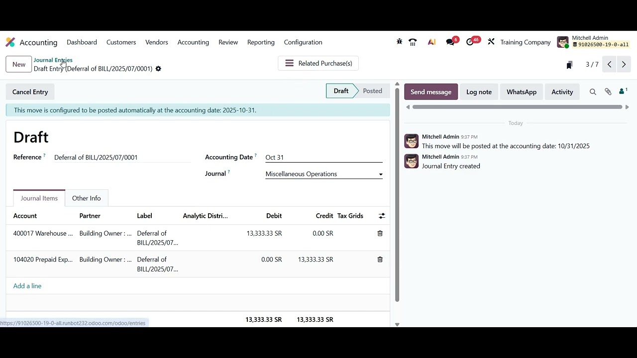 Odoo Deferred Revenue and Deferred Expense