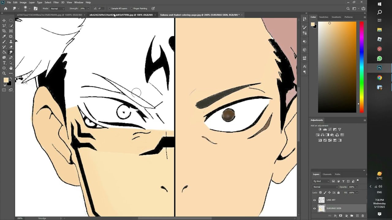 2 Sided Anime Photoshop Time-lapse.🌕🔴