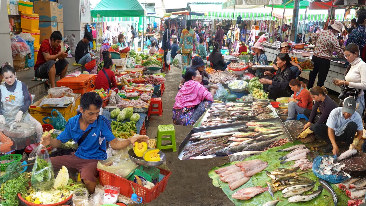 Cooking Yummy Seafood & Fresh Market Food - Cambodian Street Food