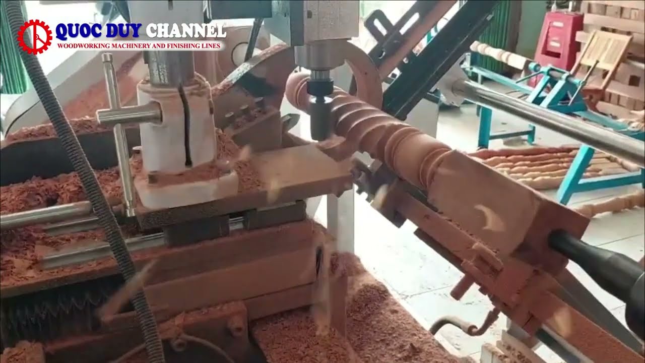 MÁY TIỆN GỖ CNC I TIỆN CHẠY RÃNH XOẮN CNC, NẠP PHÔI TỰ ĐỘNG, TIỆN TRỤ CẦU THANG, TIỆN ĐA NĂNG
