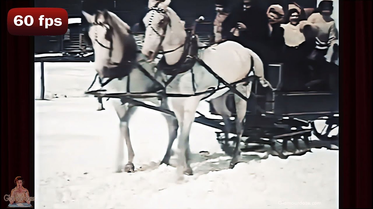 College Girls Winter Sleigh Ride in 1906 | AI Enhanced Film w/sound
