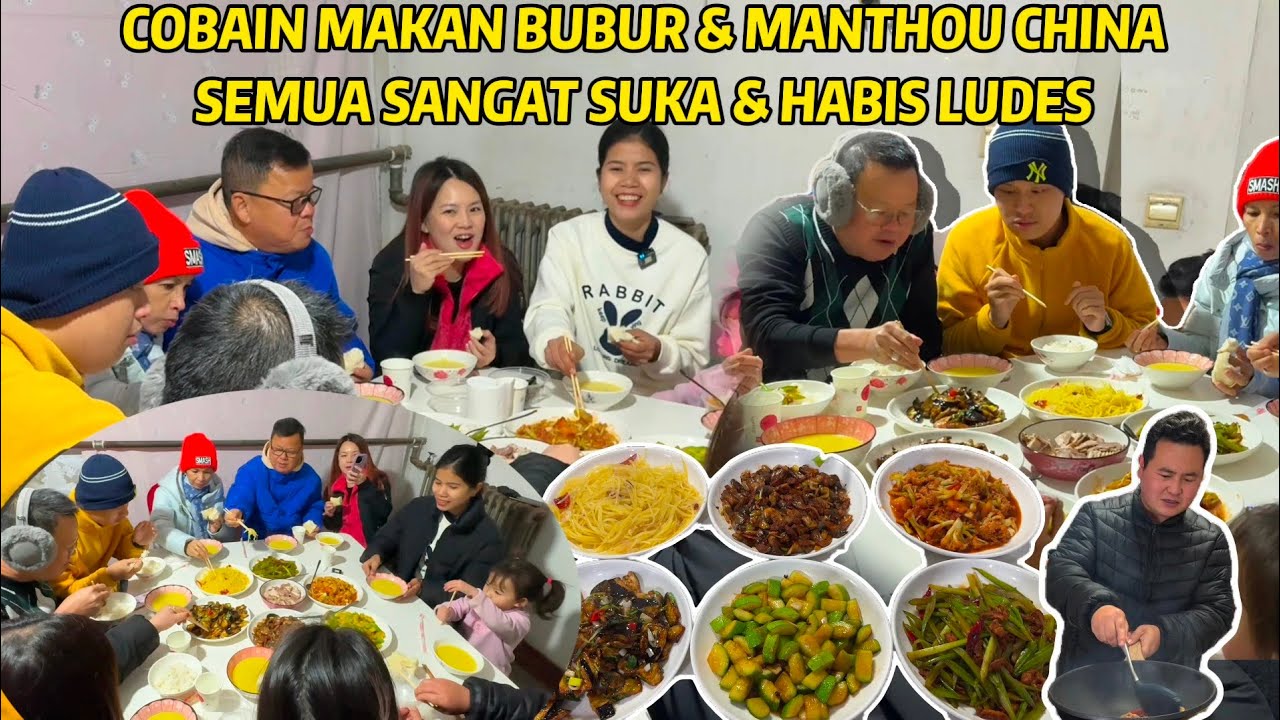 MASAK MAKANAN CHINA BUAT TEMAN2 DARI INDONESIA, DAN SAJIKAN BUBUR HANGAT MASAK DI TUNGKU KAYU