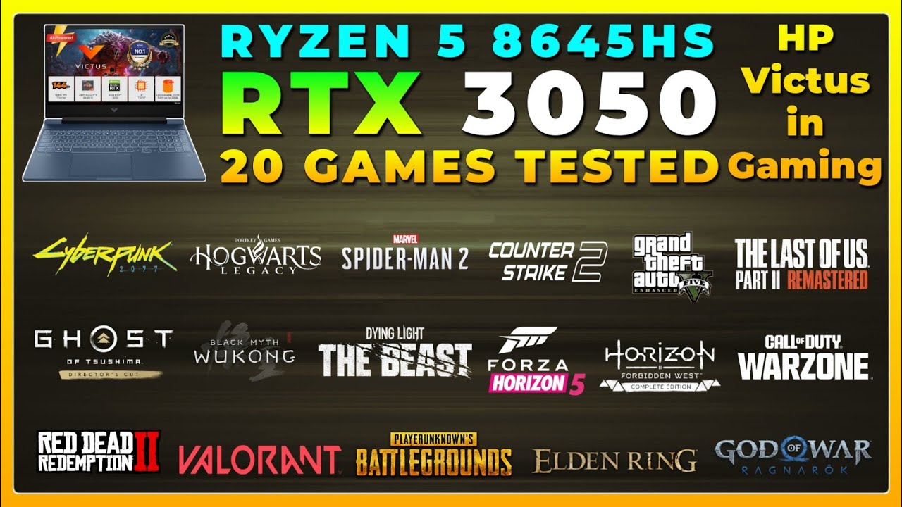 HP Victus | Ryzen 5 8645HS + RTX 3050 6GB | Test in 20 Games in 2026