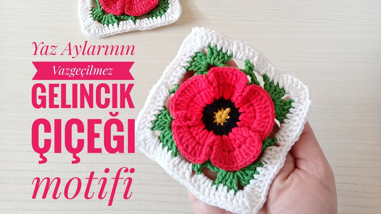 Muhteşem 🌟🌺Gelincik çiçeği motif yapımı 🌺 kolay tığ işi motif 🌺 #motif #knitting #crochet
