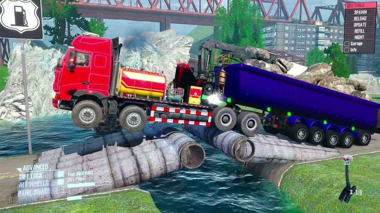 Spintires: Mudrunner | Big Truck Heavy Trailer Mud Wrestling Match Day113