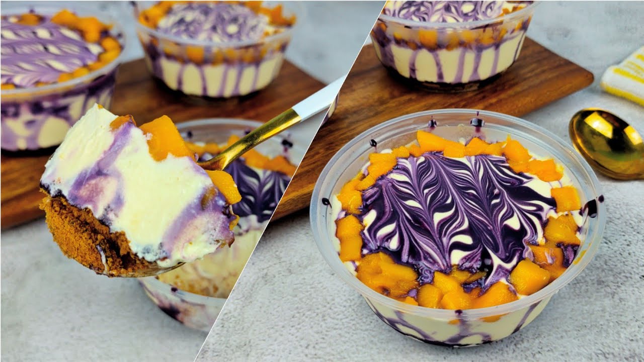 Ube Mango Graham Ice Cream Swirl | No Machine Needed! No Churn Ice Cream