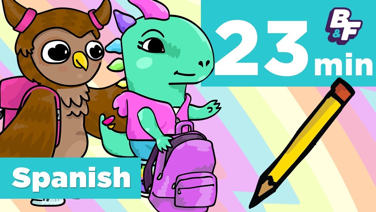 Back to School Beginner Spanish Compilation | BASHO & FRIENDS Learning Songs | 23 Minutes!