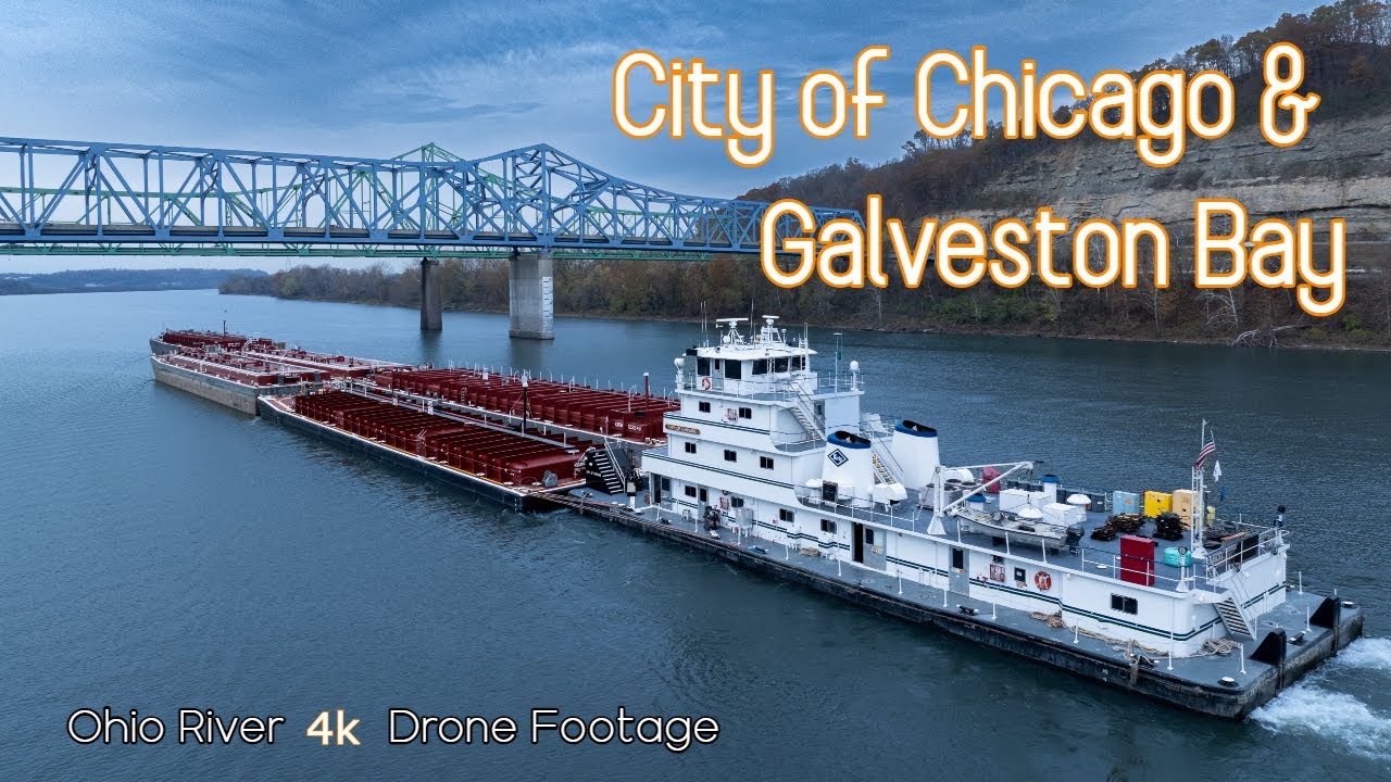 City of Chicago Teams up with The Galveston Bay to get the job done- Ohio River Drone Footage
