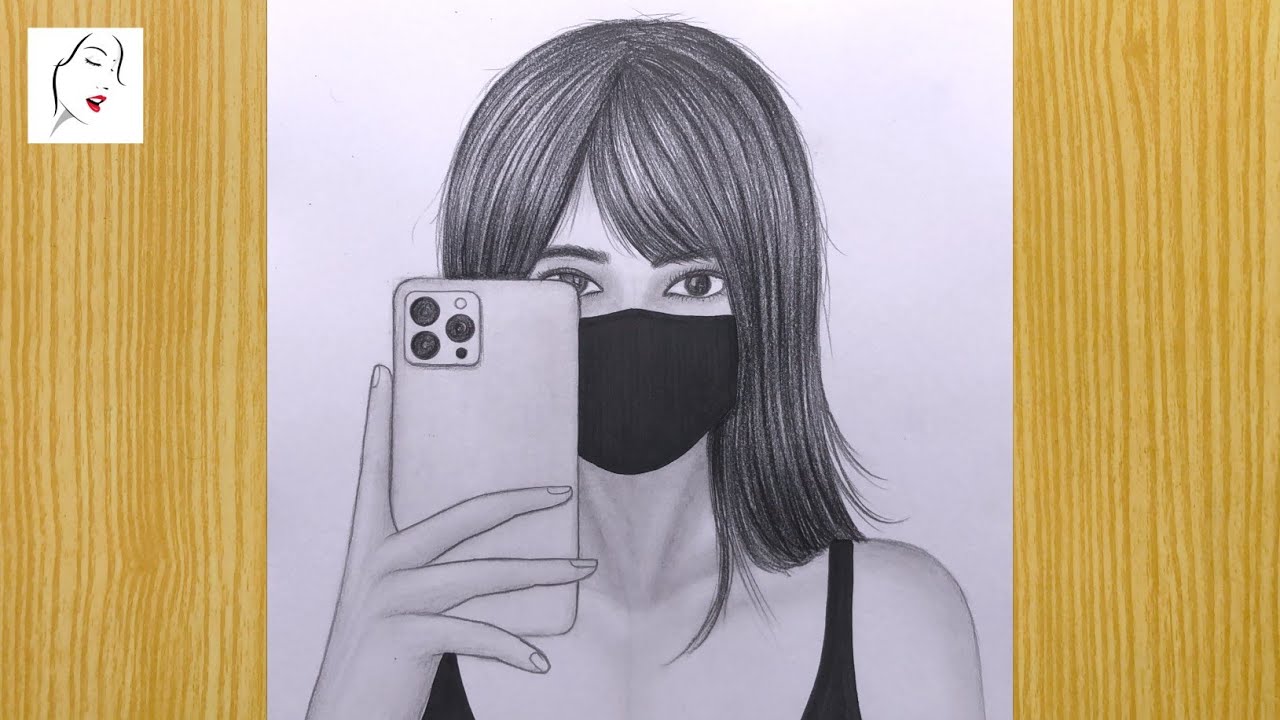 How to Draw a Girl Taking a Selfie Easy || Selfie Drawing Girl | Drawing Pictures | The Crazy Sketch