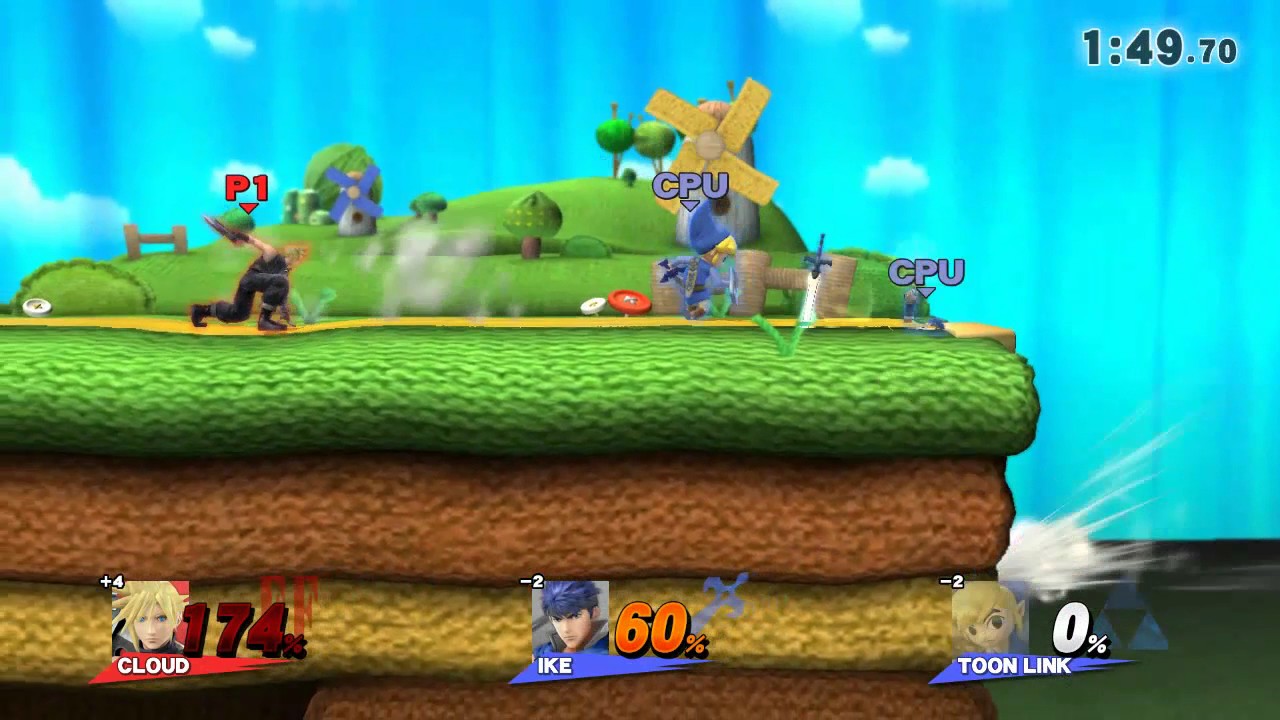 cloud vs ike & toon link SSB WiiU