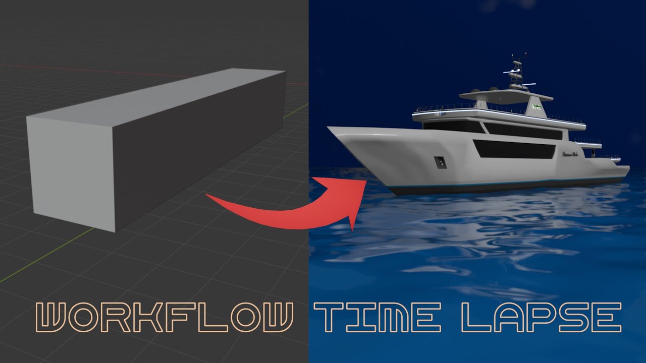 From Blender Cube to Luxury Super Yacht In Less Then 6 Minutes | Time Lapse 3D Modeling