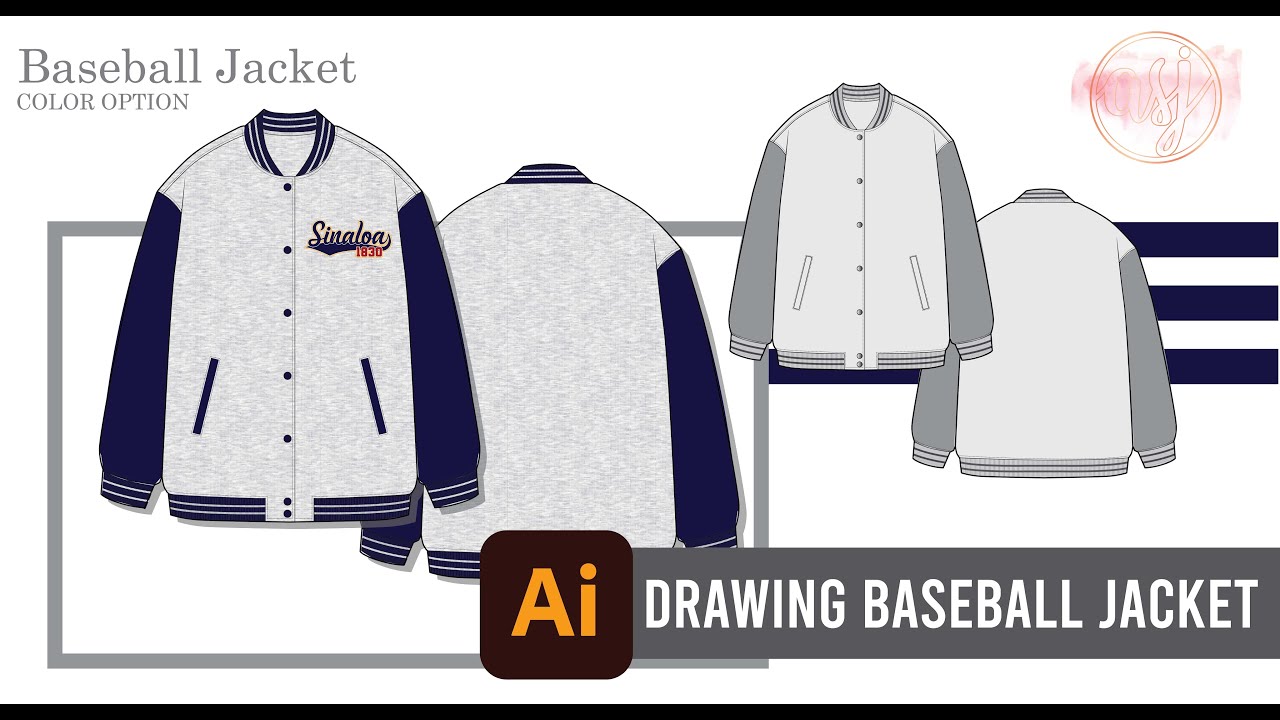 HOW TO DRAW BASEBALL JACKET ON ADOBE ILLUSTRATOR