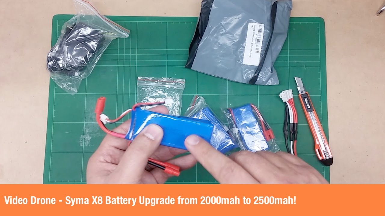 Video Drone - Syma X8 Battery Upgrade from 2000mah to 2500mah!