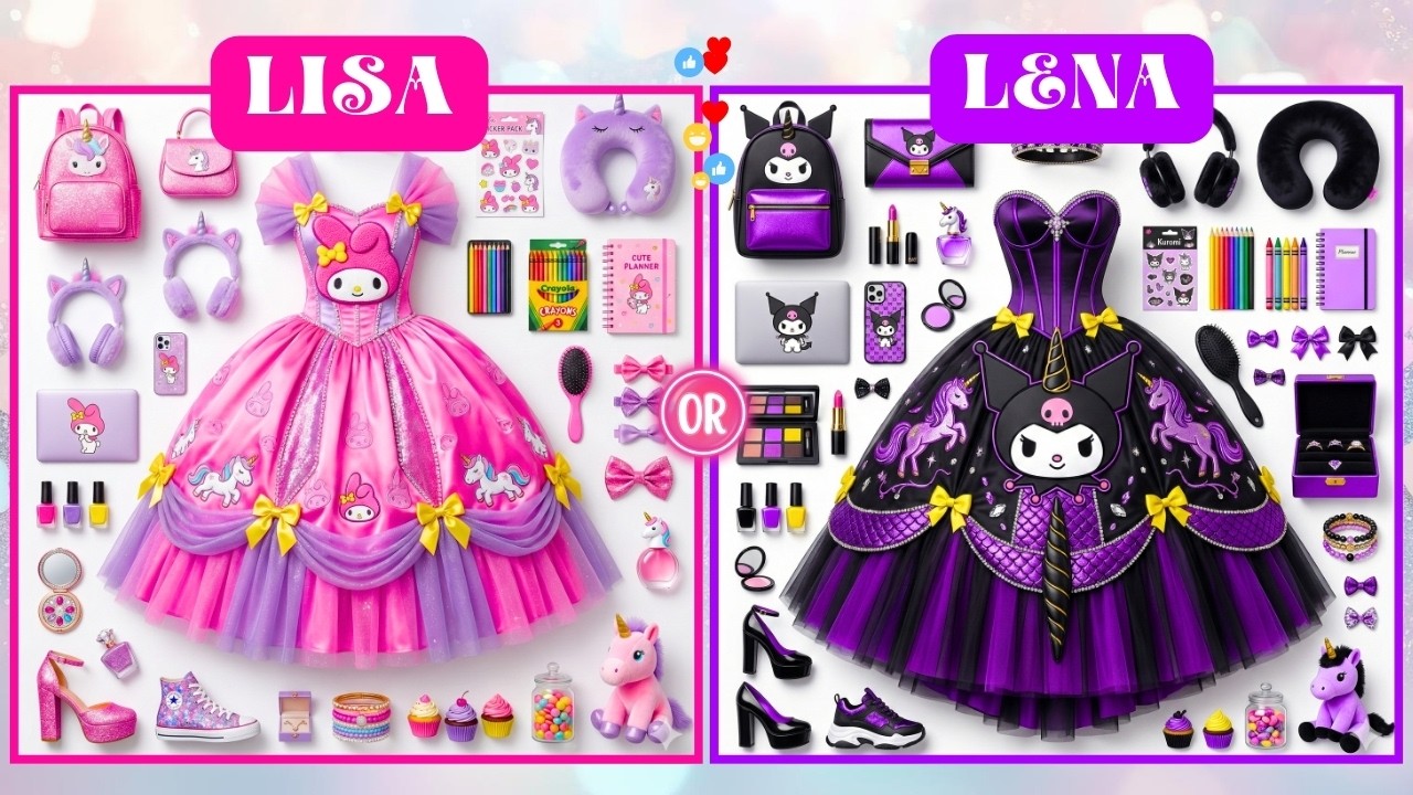 Lisa or Lena 💗💜 My Melody vs Kuromi | Unicorn Princess Battle! #lena #lisa #lisaandlena #lisaorlena