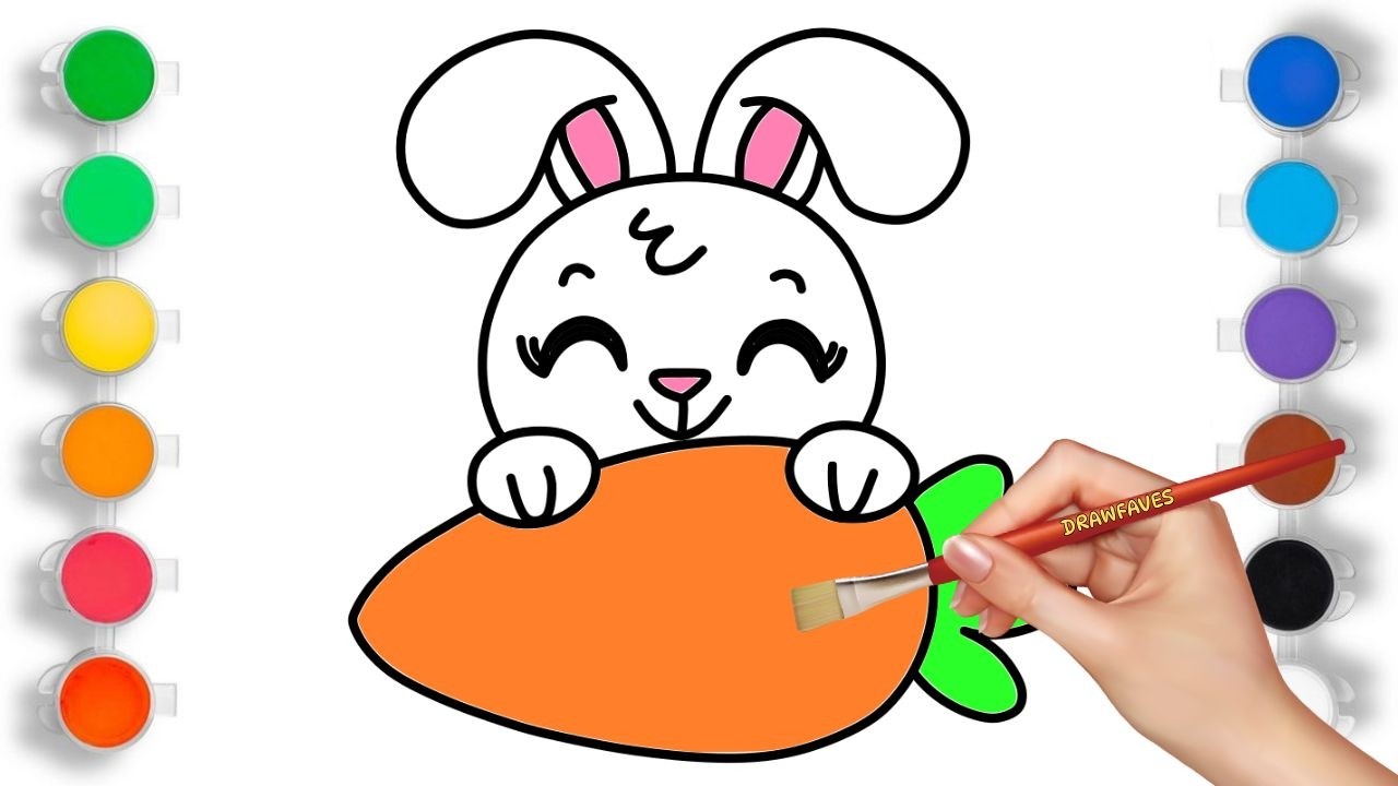 How to Draw a Cute Rabbit Who Loves Carrots 🐰🥕 | Easy Drawing for Kids