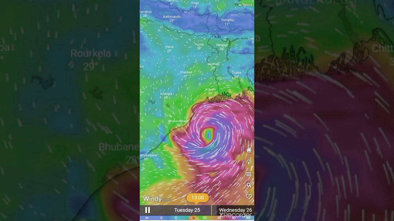 Supercyclone Yaas live tracking on www.windy.com