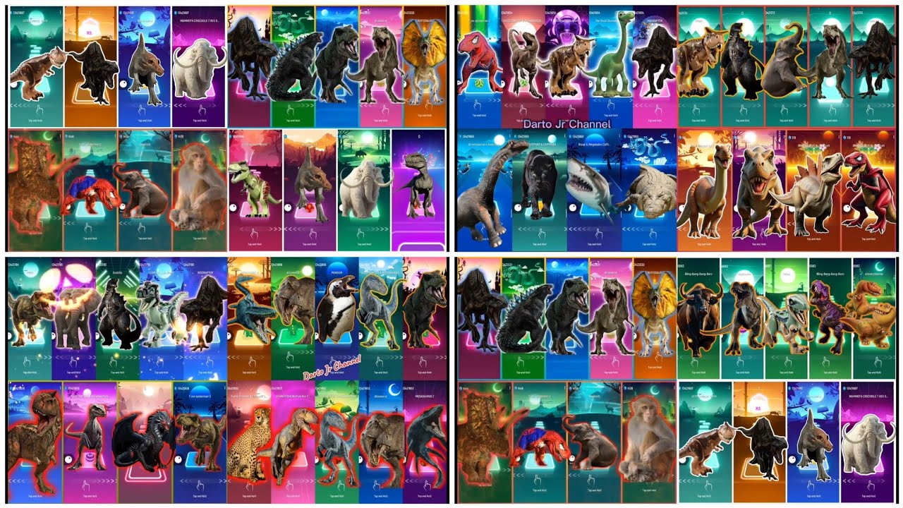 🎵 Jurassic World vs LEGO Jurassic World – Indoraptor vs Mammoth vs T-Rex | Tiles Hop Epic Battle 🦖🔥