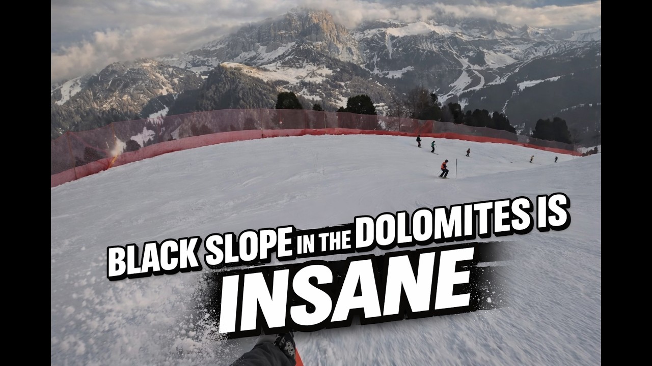 Black Slope Ski Run in the Dolomites | Corvara 4K