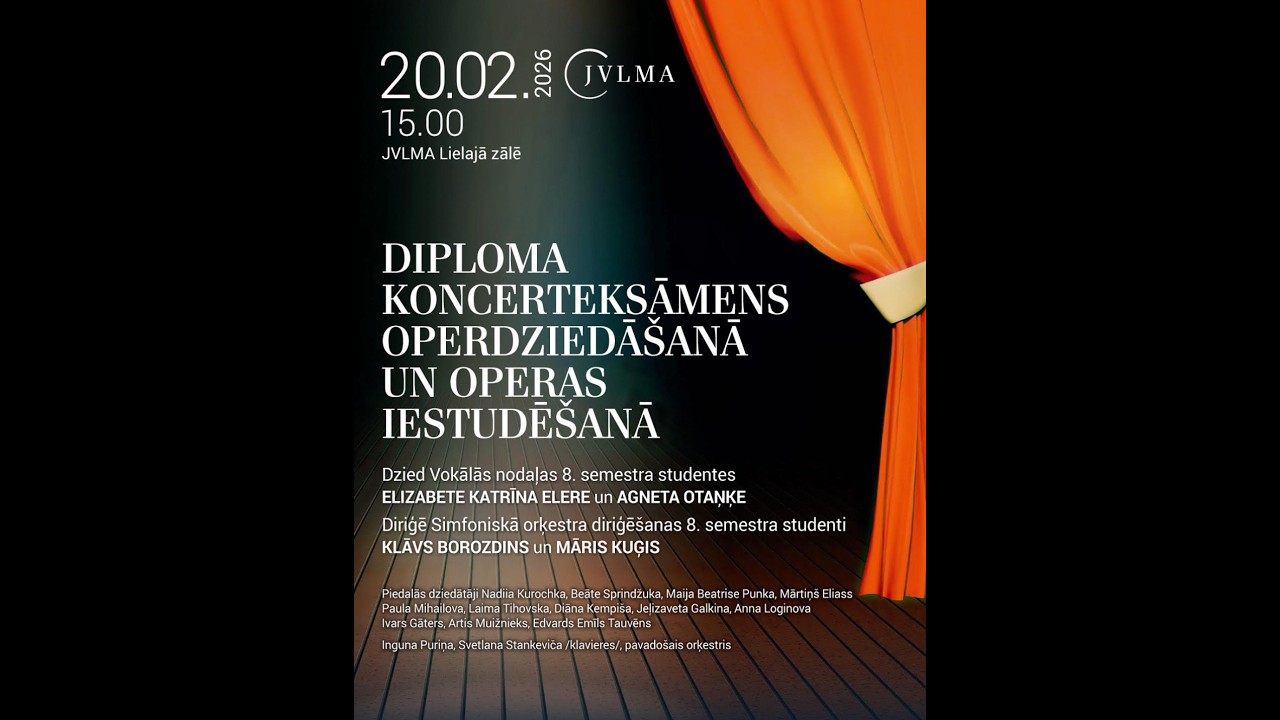 Diploma koncerteksāmens Operdziedāšanā un Operas iestudēšanā