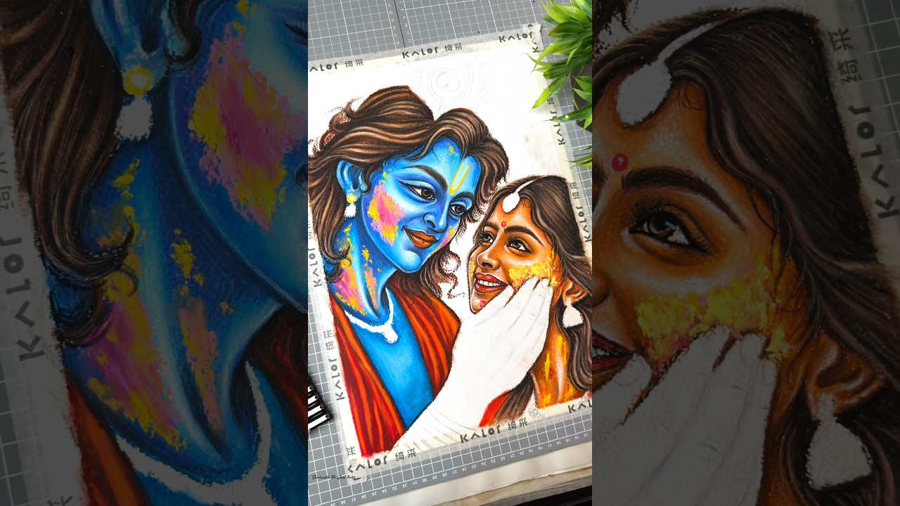 Holi Drawing 🫟 Radha Krishna #shorts #art #drawing #holi #krishna